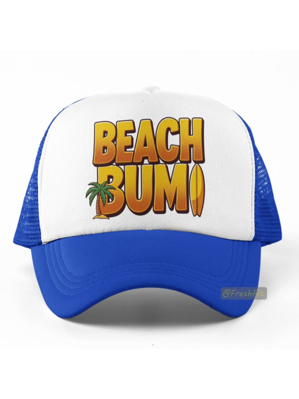 🆕Beach Bum Foam Trucker Hat Mesh Snapback Cap Blue/White